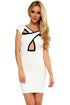 White Black Cross Over Front Bodycon Dress